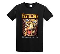 AUGFINDADREAM Men's Pestilence 'Consuming Impulse Album Cover' Funny Top Graphic Tee T-Shirts Black S