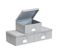 Augfox 3 Pack Collapsible Storage Box - Photo Storage Boxes, Storage Boxes with Lids Fabric for Clothes, Books, and Toys (Light Grey, 36x32x16cm)