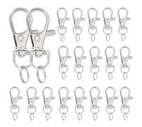 Augiimor 20 Pcs Small Lobster Claw Clasp with 10mm Inside Diameter Key Rings, Metal Swivel Lobster Claw Clasps,Keychain Clip for Key, Charm and Art Crafts(Style1, 10mm Key Ring)