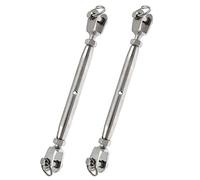 Augiimor 2PCS 316 Stainless Steel Jaw and Jaw Turnbuckle Rigging Screw, 5/16" (8mm) Threaded Diameter, Durable, Weather Resistant for Wire Rope Cable