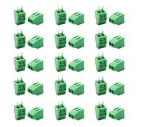 Augiimor 30PCS G/KF128 2 Pin 2.54mm Pitch PCB Screw Terminal Block Connector 150V 6A PCB Mount Screw Terminal Block Connector (Green)
