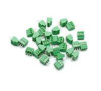 Augiimor 30PCS G/KF128 3 Pin 2.54mm Pitch PCB Screw Terminal Block Connector 150V 6A PCB Mount Screw Terminal Block Connector (Green)