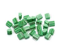 Augiimor 30PCS G/KF128 4 Pin 2.54mm Pitch PCB Screw Terminal Block Connector 150V 6A PCB Mount Screw Terminal Block Connector (Green)