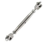 Augiimor 316 Stainless Steel Jaw and Jaw Turnbuckle Rigging Screw, 3/8" (10mm) Threaded Diameter, Durable, Weather Resistant for Wire Rope Cable