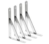 Augiimor 4PCS Stainless Steel Shelf Bracket, 6 x 4 Inch Solid Heavy Duty Shelf Bracket, Corner Brace L Brackets Corner Brace Joint Right Angle Bracket, Thickness is 2mm