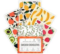 Augine Swedish Dishcloths for Kitchen, Swedish Dish Cloths 5 Pack, Super Absorbent Reusable Paper Towels Washable, Biodegradable, Quick Drying, Dishwasher Safe