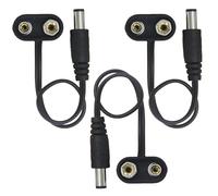 Augioth 9 V Pedal Battery Clip 3 Pack 5521 Converter Center Negative 9 Volt Power Supply Cable
