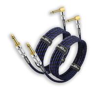 Augioth Guitar Cable 6Meter 2 Pack, Electric Instrument Bass Cable AMP Cord 1/4 Straight to Angled Dark Blue Tweed