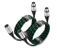 Augioth XLR to XLR Pro Mic Cable 3 Meter 2-Pack 10 Ft Male to Female XLR Cable 3-pin Green Balanced Shielded Microphone Cable for Amplifier Mixer,Speaker Systems,Recording Studio