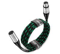 Augioth XLR to XLR Pro Mic Cable 4.5 Meter 2-Pack 15 Ft Male to Female XLR Cable 3-pin Green Balanced Shielded Microphone Cable for Amplifier Mixer,Speaker Systems,Recording Studio