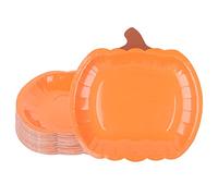 Augisteen 24 Count Pumpkin Paper Plates Fall Disposable Plates 9 Inch Thanksgiving Harvest Orange Party Dinner Plates for Autumn Holiday Catering Events Dinning Party Favors