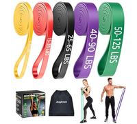 AugKnot Resistance Bands for Working Out: 5-Levels Exercise Bands Set - Pull Up Assistance Elastic Silicone - Physical Therapy/Stretching/Training - Home Gym for Women/Men