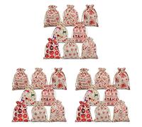 Augnongly 48Pcs Christmas Drawstring Gift Bags Burlap, Gift Pouch Goody Bags for Gift Christmas Party Favor Supplies