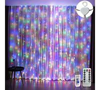 Augone Curtain Fairy Lights Waterproof，3m×3m 300LED String Lights for Bedroom with 8 Modes Remote Control Timer，USB Fairy Lights for Garden, Party, Wedding Decorations（Multi-Colored）