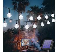 Augone Solar Garden Lights Waterproof, 50LED 7M/24Ft Solar String Lights Outdoor, 8 Modes Globe Fairy Lights for Indoor/Outdoor, Patio, Lawn, Yard, Wedding, Christmas Decorations (Cool White)