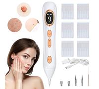 Augot Skin Tags Removal Pen, Professional Mole Remover Pen kit Portable USB Rechargeable Skin Tag Removal Pen with 9 Modes LCD Display Replaceable Needles for Wart Freckle (White)