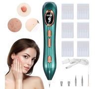 Augot Skin Tags Removal Pen, Professional Mole Remover Pen kit Portable USB Rechargeable Skin Tag Removal Pen with 9 Modes LCD Display Replaceable Needles for Wart Freckle (Dark Green)