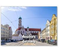 Augsburg, Germany - April 17: Historic Bavarian Facades at The Old Town of Augsburg on, Fridge Magnet