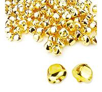 Augshy 120 Pcs Christmas Jingle Bells - 25mm Golden Craft Metal Sleigh Bells for Festival Home Decoration