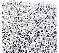 Augshy 1200pcs 6mm White Acrylic Square Letter Beads for DIY Jewelry Making & Personalized Gifts