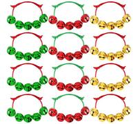 Augshy 12Pcs Christmas Jingle Bell Bracelets, Adjustable Holiday Wristbands for Christmas Party Favors Gifts