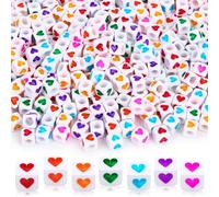 Augshy 1400pcs 5 Color Acrylic Alphabet Cube Beads Letter Beads with 1 Roll 10M Crystal String Cord for Jewelry Making(6mm)