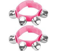 Augshy 2 Packs Wrist Bells, Wrist Bells Bracelets Jingle Bells Adjustable Hand Ankle Bells Musical Instruments for Christmas Party Favors, Pink