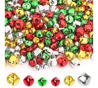 Augshy 240 Pieces Colorful Jingle Bells 4 Colors Mixed Craft Bell Bulk for Christmas Home and Pet Decorations Xmas Decor Party Favors Supplies (0.3/0.4/0.47 inch)