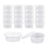 Augshy 40 Pack Small Slime Containers With Lids, Hawaiian Shaved Ice Mold Jello Shot Cups Condiment Containers Plastic Portion Cups with Lids for Salad Dressing Food Storage Containers (2 oz)