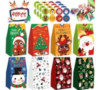 Augshy 40-Piece Christmas Paper Gift Bags with Stickers for Kids' Xmas Party Favors