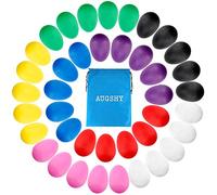 Augshy 40 Pieces Plastic Egg Shakers Percussion Musical Egg Maracas with a Storage Bag for Toys Music Learning DIY Painting(8 Different Colors)