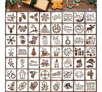 Augshy 56 Pack Christmas Dot Painting Templates Stencils Perfect DIY Christmas Pattern Stencils for Scrapbooking Drawing Wall Floor Decor DIY Rock Painting Art Projects (3inch)
