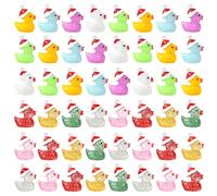 Augshy 64 Pcs Mini Christmas Ducks Charms, Luminous Glitter Resin Ducks Pendant Tiny Ducks Glow Mini Duck Ornaments for DIY Bracelet Necklace Jewelry Making Party Supplies