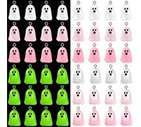 Augshy 64Pcs Halloween Resin Ghost Charms for Jewelry Making Pendant Craft | 3D Mini Pink White Ghost, Halloween Ghosts Charms, Bracelets Earrings Necklace Jewelry Making Gifts, DIY Craft Pendants Decor