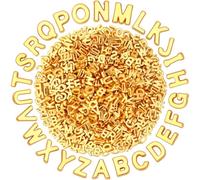 Augshy 700Pcs Gold Large Letter Beads,A-Z Mixed Big Alphabet Shape Beads for Jewelry Making Bracelets Necklaces Key Chains Shoelaces Crafts Party Decor(9 x 12 mm)