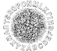 Augshy 700Pcs Large Letter Beads Silver Plastic A-Z Mixed Alphabet Shape Beads for Jewelry Making Bracelets Necklaces Key Chains Shoelaces Crafts Party Decor(9x12mm)