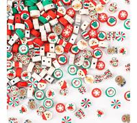 Augshy Christmas Polymer Clay Beads, 300PCS Xmas Heishi Spacer Assorted Santa Claus Snowflakes Snowman Gingerbread Man for Bracelet Necklace Jewelry Making