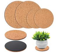 Augshy Cork Plant Coasters, 4 Pieces Cork Plant Mats for Indoor Plants and Garden Pots, Plant Saucer for Indoors (4 Inches, 6 Inches)