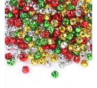 Augshy Craft Bells - 200 Pcs 10mm Jingle Christmas Small Bells for Crafts, Dog Bell, Metal Decorations, Tree Ornaments (Gold, Silver, Red, Green)