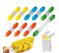 AUGSUN 18 Pcs Stainless Steel Corn Cob Holders with Silicone Handle & Convenient Butter Spreading Tool
