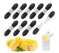 AUGSUN 18Pcs/9Pairs Black Corn Holders, Stainless Steel Corn Cob Holders Corn on The Cob BBQ Fork Skewers with Butter Spreader for Home Cooking Parties Camping