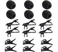 AUGSUN 18Pcs Lapel Microphone Clips Replacement Kit, 6Pcs Lavalier Mic Clips Metal Tie Clips Lavalier Microphone Clips, 6Pcs Windscreen Foam Cover and 6Pcs Plastic Wire Clips