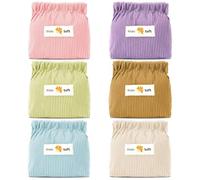 AUGSUN 6pc Corduroy Elastic Hair Tie Organizer, Storage Bag, Makeup Pouch, Travel Accessory, 5.11 x 1.96 x 4.72 IN, Milky White, Green, Blue, Coffee, Pink, Purple