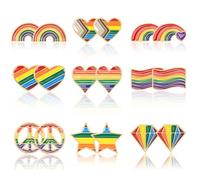 AUGSUN 9 Pairs Pride Earrings Set Colorful Rainbow LGBT Dangle Earrings Gay Lesbian Enamel Stud Earrings for Women for Pride Month Jewelry Parade Accessories
