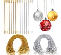 AUGSUN Christmas Balls Hanger, 200 Pieces with Snap Fastener for Christmas Tree Balls (Gold, Silver)
