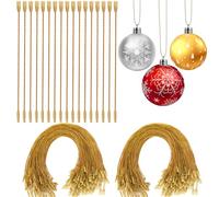 AUGSUN Christmas Balls Hanger Hooks, 200 Pieces with Snap Fastener for Christmas Tree Balls (Gold)