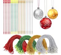 AUGSUN Christmas Balls Hanger Hooks, 200 Pieces with Snap Fastener for Christmas Tree Balls (Gold, Silver, Red, Green)