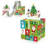 AUGSUN Christmas Money Pull Box for Cash Gift, Surprise Money Gift Boxes for Cash, Contains 50 Transparent Bags for Christmas Themed Surprise Couple Wife Husband Mom Dad Girls Boys Friend