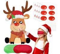 AUGSUN Christmas Party Games for Kids and Family Pin The Nose on The Reindeer Holiday Activity Xmas Reindeer Games for Christmas Festival Winter Party Classroom Favor Decoration Supplies