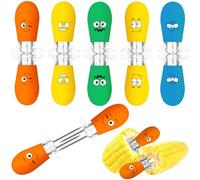 AUGSUN Corn Holders, 10Pcs/5 Pairs Corn Cob Holders Sets, Funny Faces Stainless Steel Corn on The Cob Holders BBQ Fork Skewers for Home Cooking Parties Camping (Multicolor)